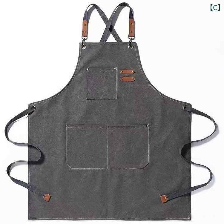 エプロン 帆布 防水 撥水 厚手 作業用エプロン 前掛け カフェエプロン 無地 おしゃ...