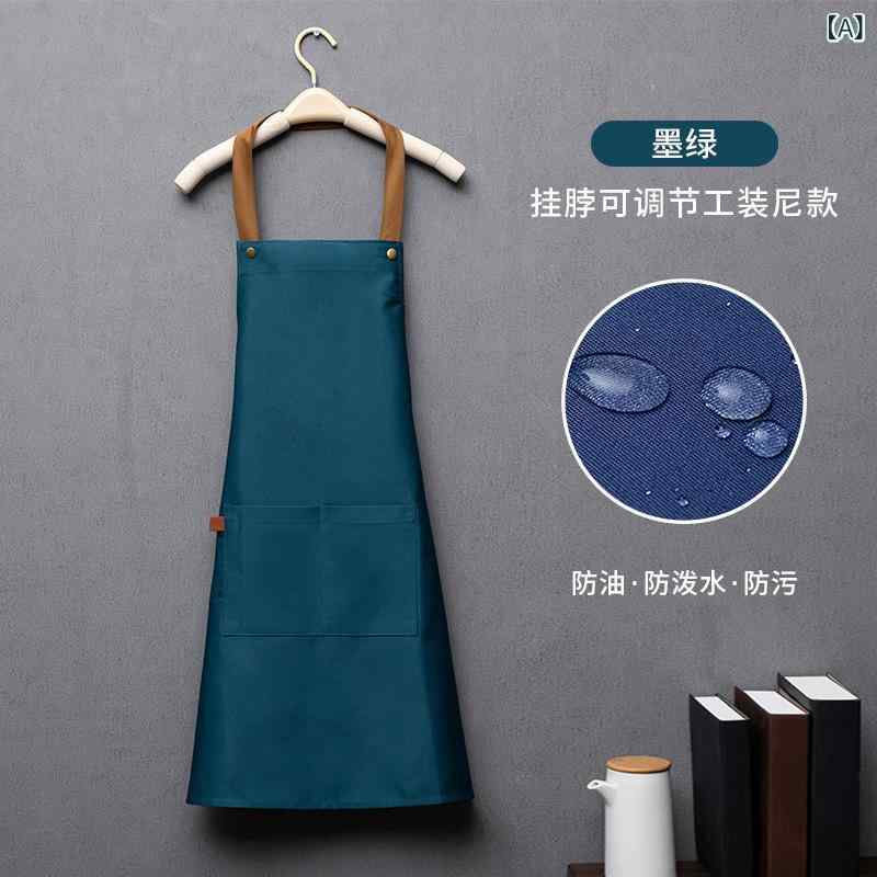 エプロン レディース 厨房用 撥水加工 業務用 飲食店 作業服 防水 男女兼用 ロゴ刺繍対応 ワークエプロン カフェ キッチン用品 ショート丈 汚れに強い 動きやすい 無地 シンプル 丈夫で長持ち