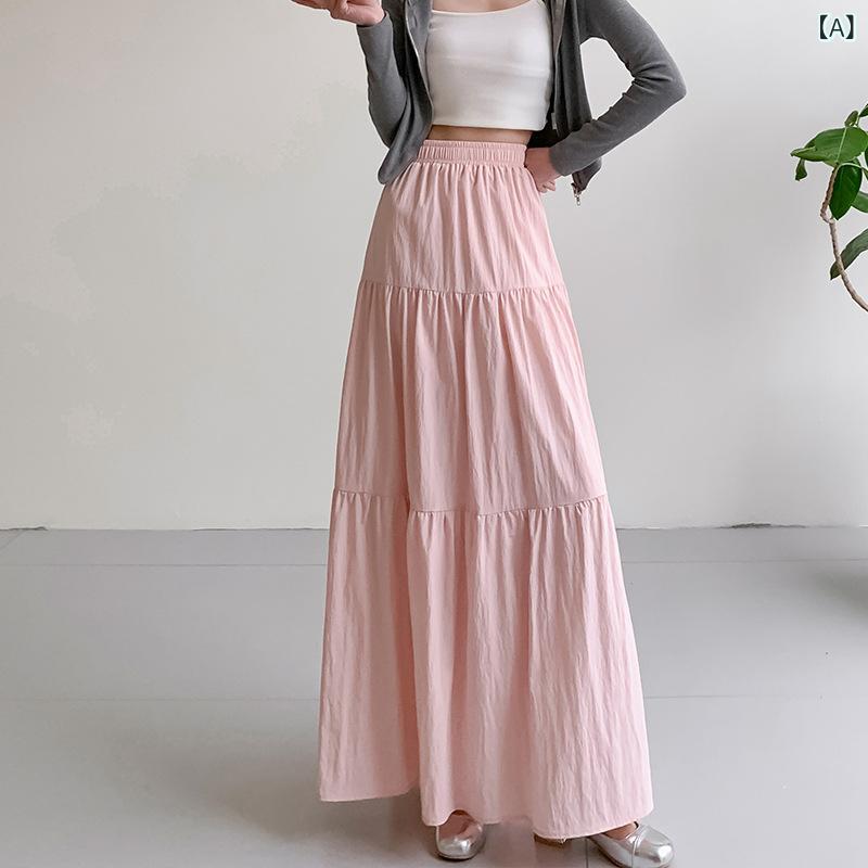 Rakuten - ロングスカート レディース Aライン フレアスカート ハイウエスト マキシ丈 コットン混 無地 春夏秋 ボトムス 体型カバー 落ち感 揺れ感 美シルエット 動きやすい 大人 カジュアル 通勤 通学