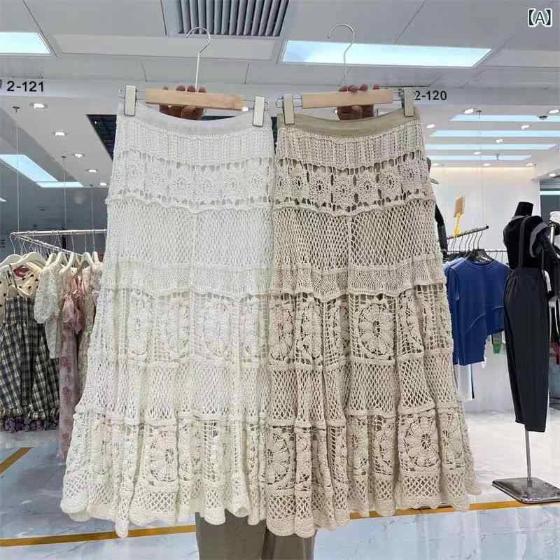 ロングスカート レディース レース スカート タイト Aライン 膝丈 透け感 ティアード 綿混 刺繍 花柄 伸縮性 ボトムス ウエストゴム ビーチ リゾート フェミニン 通気性 動きやすい きれいめ オフィス 通勤 春夏