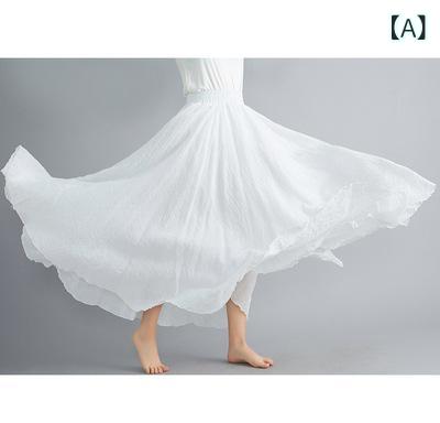 ロングスカート レディース リネン混スカート Aライン マキシ丈 ボトムス ウエストゴム シンプル カジュアル ナチュラル 綿麻素材 ミモレ丈 体型カバー ゆったり 動きやすい リラックス マキシスカート