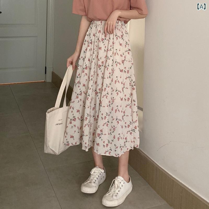 ロングスカート レディース 花柄スカート Aライン マキシ丈 フレアスカート ハイウエスト シフォン素材 体系カバー 動きやすい 通勤 通学 デート カジュアル フェミニン 夏物 ボトムス
