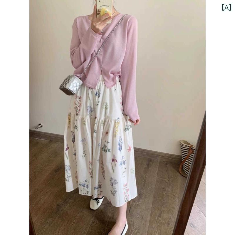 ロングスカート レディース 花柄スカート Aライン フレアスカート マキシ丈 ウエストゴム シフォン素材 通気性抜群 体型カバー 涼しい きれいめ 上品 ロング丈 夏用 ボトムス カジュアル デート服