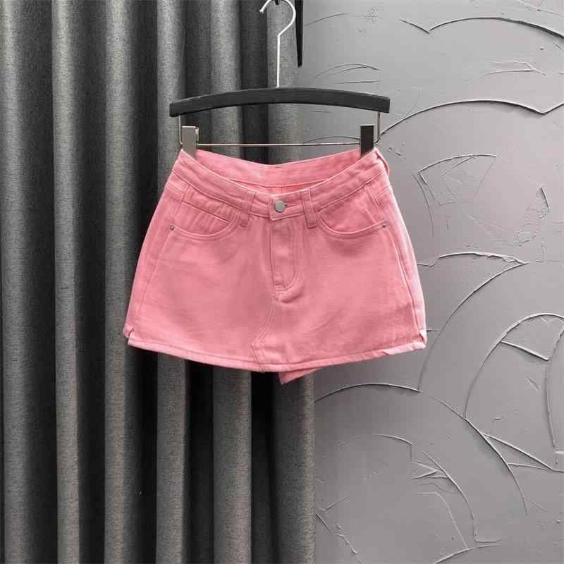 樂天商城 - ショートパンツ レディース デニムスカート風 ハイウエスト Aライン キュロット ミニ丈 美脚効果 着痩せ 脚長効果 脚長見せ フレアシルエット カジュアル スタイルアップ 体型カバー 夏コーデ