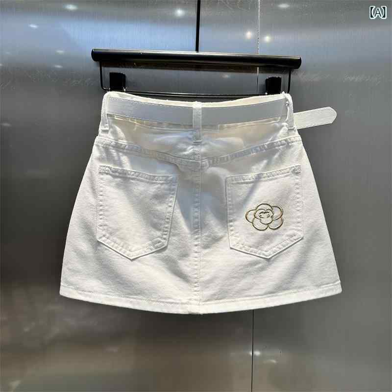 デニムスカート レディース Aライン ミニ丈 刺繍入り ポケット付き ストレッチ素材 ハイウエスト カジュアル ボトムス 美脚効果 動きやすい 着回しコーデ 通学 通勤 オールシーズン おしゃれ