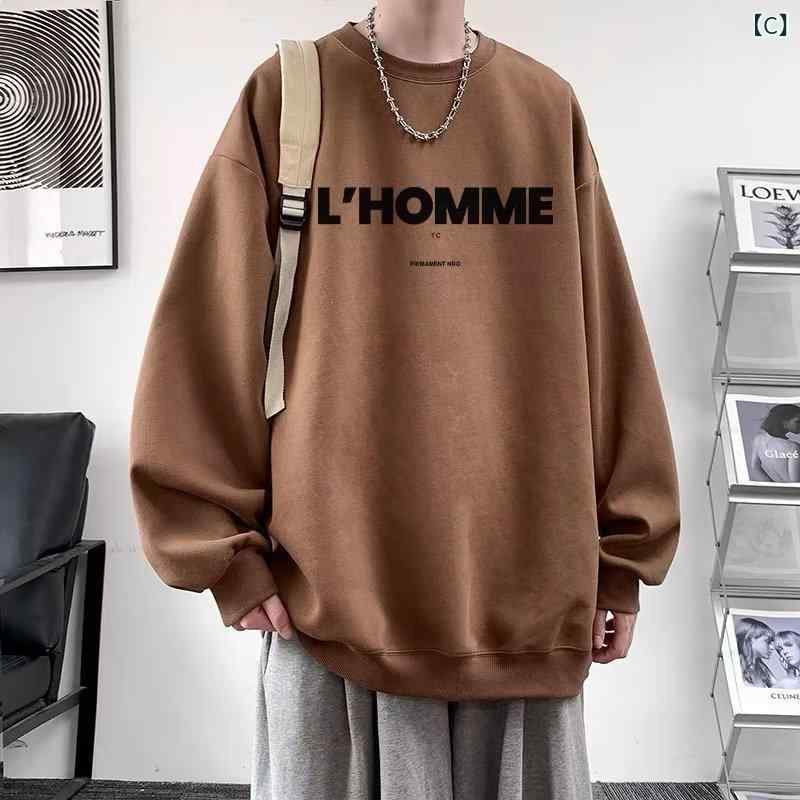 トレーナー メンズ 長袖 Tシャツ 丸首 プルオーバー 無地 秋服 トップス スウェッ...