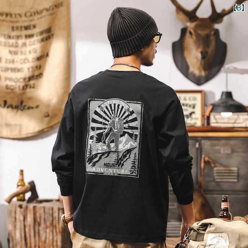 Tシャツ メンズ 長袖 カットソー コットン素材 クルーネック トップス 重ね着風 春...