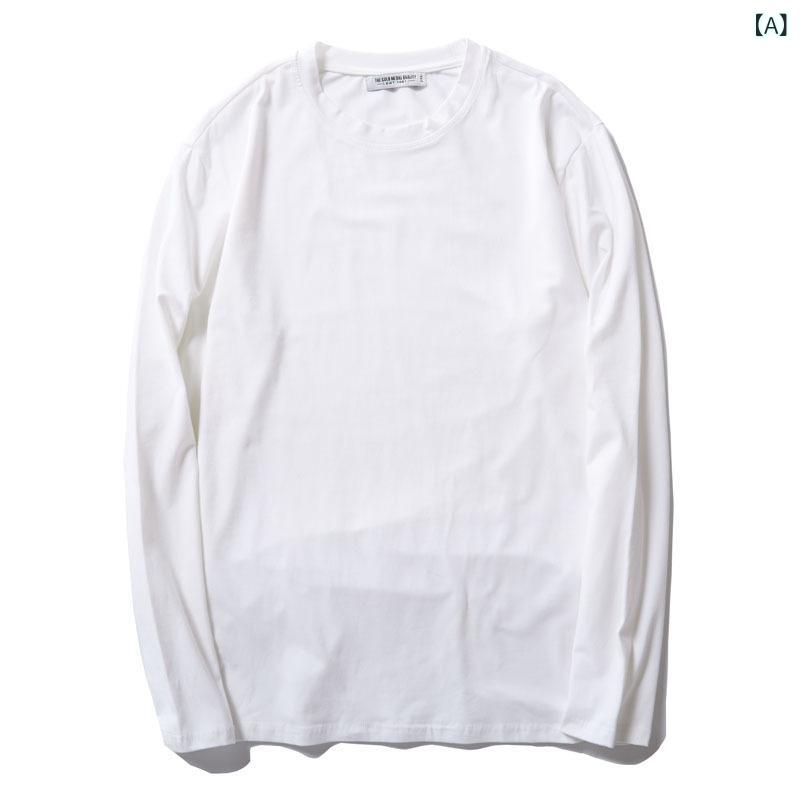 乐天商城 - Tシャツ メンズ 長袖 無地 シンプル カットソー ゆったり ビッグシルエット トップス 重ね着 インナー 綿混素材 大きいサイズ 動きやすい クルーネック 春秋服 部屋着 カジュアル アウトドア 丈夫