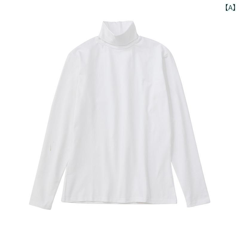 長袖Tシャツ メンズ 厚手 コットン素材 タートルネック ハイネック 無地 トップス カットソー 重ね着 インナー 通学 通勤 秋冬 シンプル 重ね着しやすい 伸縮性のある着心地 動きやすい 厚手素材