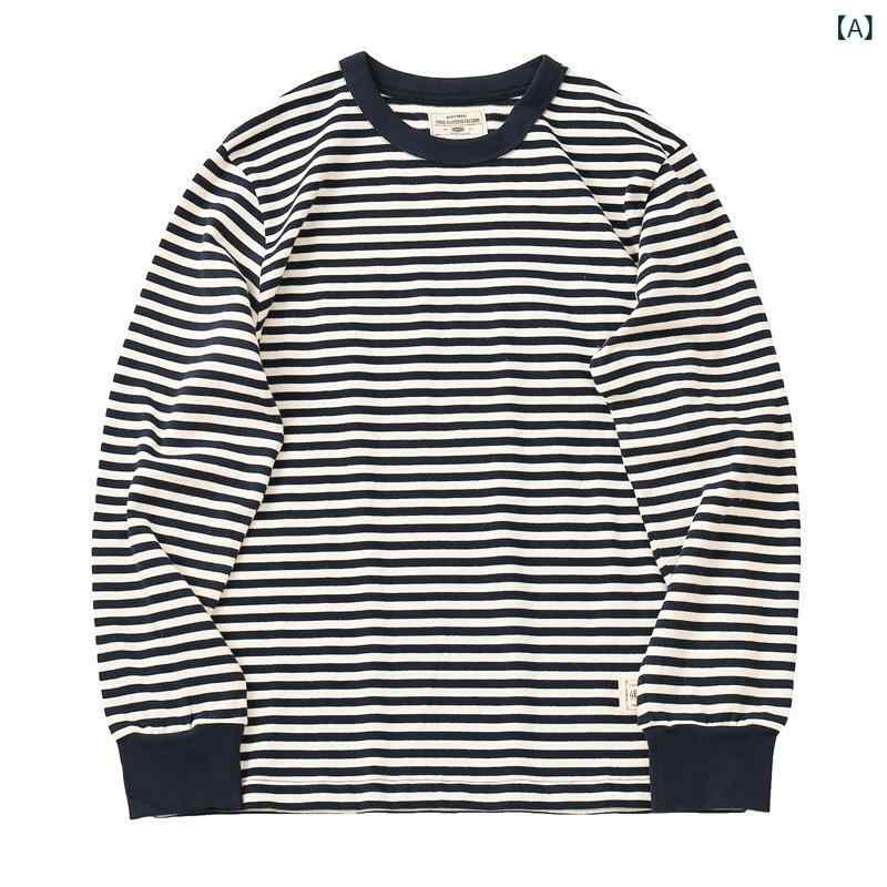Tシャツ メンズ 長袖 ボーダー ロングTシャツ ヘビーウェイト 厚手 コットン素材 ...