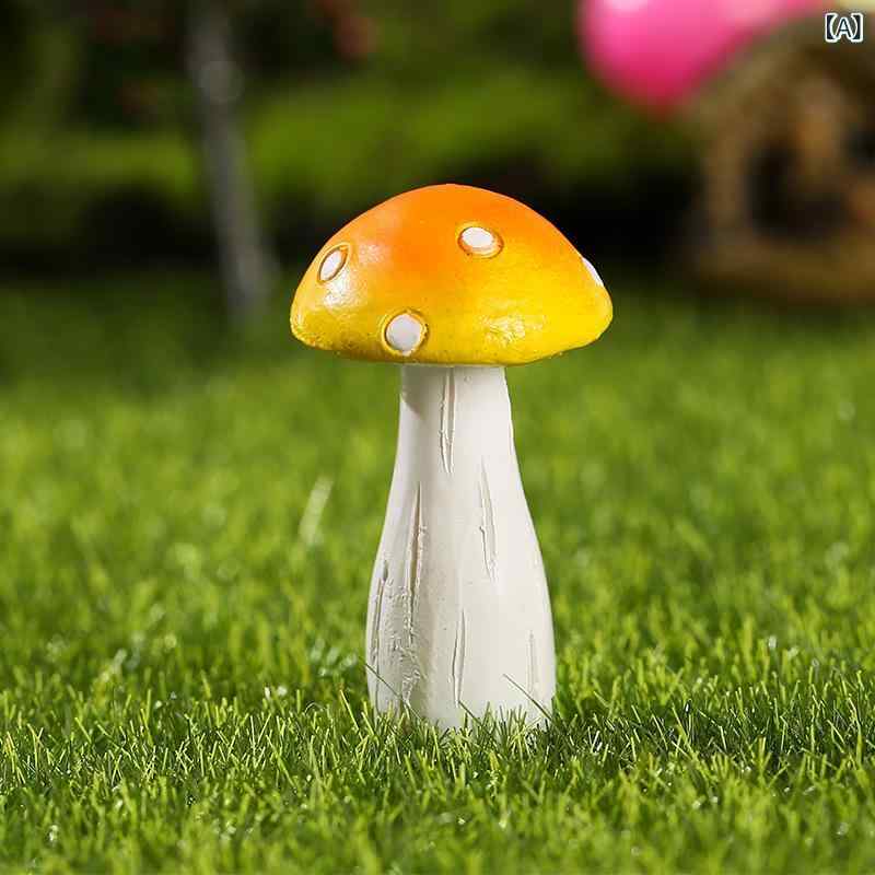 摆饰 - ミニチュア置物 苔テラリウム デコレーション キノコ型 樹脂製 ジオラマ用パーツ 盆栽用アクセサリー ガーデニング雑貨 観葉植物飾り 多肉植物アレンジメント 空間演出に最適 癒しのインテリア雑貨
