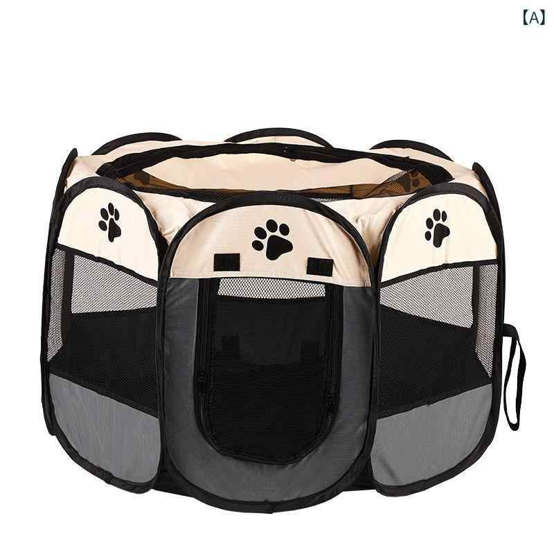 ペットサークル 猫用ケージ 折りたたみ式 八角形 メッシュ 屋根付き 室内用 持ち運...