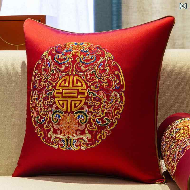 クッションカバー 中国風 和モダン 刺繍 抱き枕カバー おしゃれ 北欧 レトロ レトロ柄 正方形 座布団カバー リビング ソファ背当て 枕カバー 高級感 インテリア 模様替え 洗濯可能 通気性 柔らかい 快適