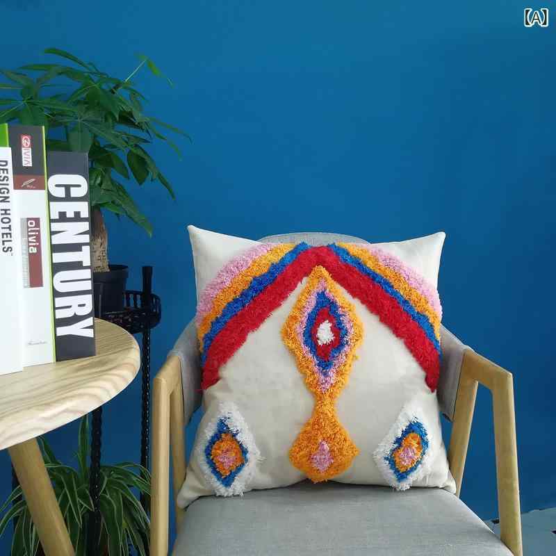 Cushion Covers - クッションカバー おしゃれ 北欧 コットン素材 刺繡入り 正方形 ソファ用 背当て インテリア雑貨 ナチュラル質感 部屋飾り 柔らかい肌触り クッション用カバー 丈夫な帆布生地 リビング 寝室 車内用 洗える シンプル
