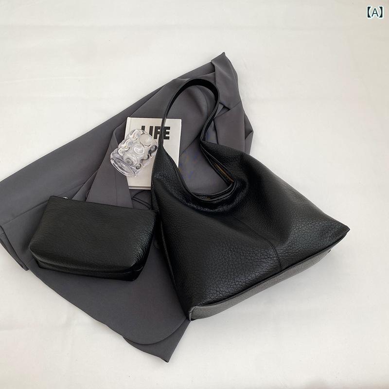 ショルダーバッグ レディース 水桶型 トートバッグ 大容量 肩掛けバッグ 通勤バッグ 柔らかレザー調 軽量 収納しやすい マザーズバッグ 通学 撥水 無地 デイリー シンプル 鞄 かばん カバン