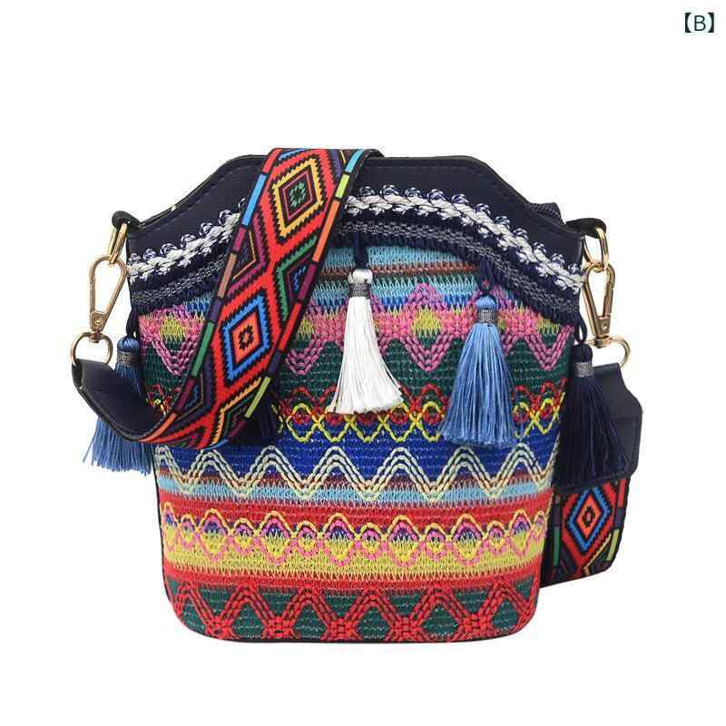 kbox楽天市場店のショルダーバッグ レディース 民族風 刺繍入り 水桶型 巾着バッグ 斜め掛け 和風 着物用 散歩 小さめ コンパクト 刺しゅう 和装バッグ 肩掛け 軽量 バッグ 持ち運びやすい 鞄｜アングル2