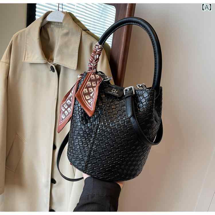 ショルダーバッグ レディース ハンドバッグ 2way トートバッグ 編み込み バケツ型 ...