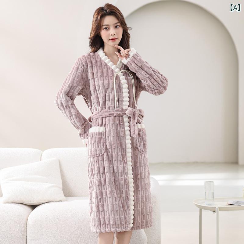 ルームウェア レディース ガウン ロング丈 フランネル素材 パジャマ 秋冬 長袖 あったか 厚手 前開き 羽織り 部屋着 防寒 保温 柔らかい 肌触り バスローブ 寝巻き 長め丈 ゆったり リラックス