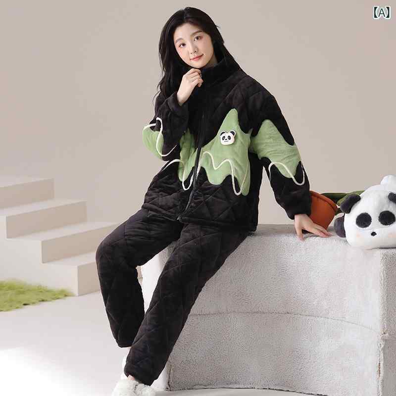 Pajamas - パジャマ レディース セットアップ フランネル素材 厚手 上下セット 暖かい 前開き 花柄 ポケット付き 長袖 保温性 防寒 ルームウェア 秋冬用 部屋着 動きやすい リラックスウェア