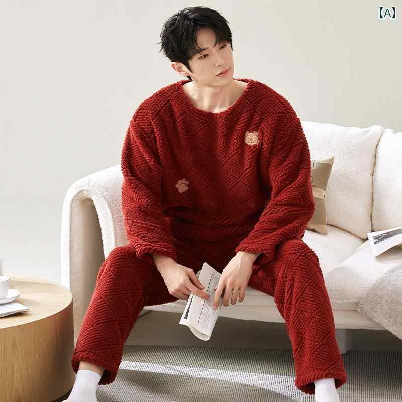 Pajamas - パジャマ メンズ レディース 長袖 上下セット フリース素材 ルームウェア ペア 冬 防寒 保温 部屋着 セットアップ 前開き ボタン留め 暖かい 裏起毛 ふわふわ 軽い ふんわり 肌触り ギフト 結婚祝い お揃い