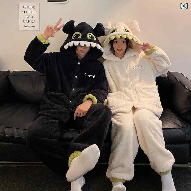 Pajamas - パジャマ レディース メンズ 上下セット フランネル 起毛素材 セットアップ 前開き 長袖 暖かい 厚手 部屋着 秋冬用 もこもこ 柔らかい肌触り 保温性高さ 動きやすい 夫婦 カップル プレゼント ギフト