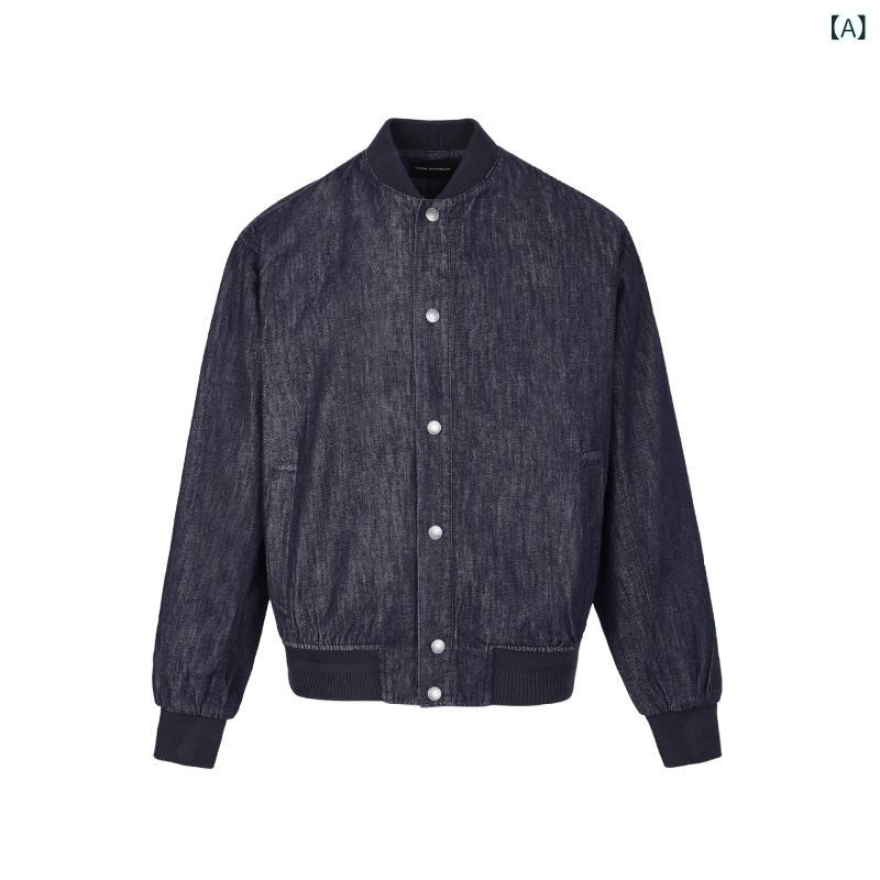 ジャケット メンズ デニムジャケット 棒球服風 長袖 アウター ブルゾン コットン素...