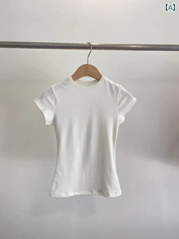 Tシャツ レディース 半袖 カットソー クルーネック タイト スリムフィット 無地 トップス インナー 伸縮性 ストレッチ素材 着痩せ シル..