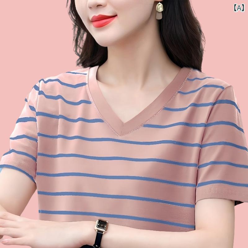 Tシャツ レディース 半袖 ボーダー カットソー コットン混 クルーネック ゆったり オーバーサイズ 体型カバー トップス 大きいサイズ 50代 60代 夏服 カジュアル ナチュラル 通気性 動きやすい