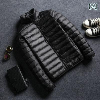 ダウンジャケット メンズ アウター 防寒 中綿ジャケット 厚手 軽量 防風 保温 フード付き スタンドカラー ジップアップ 冬物 長袖 無地 撥水加工 カジュアル アウトドア 通勤 通学 暖かい 動きやすい