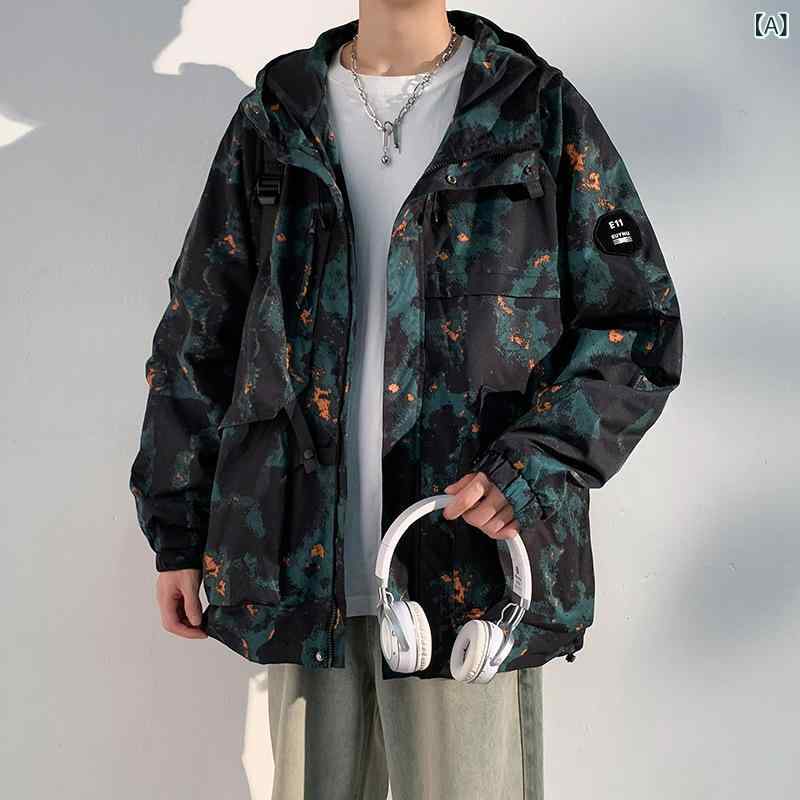 マウンテンパーカー メンズ ウィンドブレーカー フード付き 撥水 防風 アウトドアジャケット カジュアル 登山服 スポーツ 軽い羽織り 動きやすい 通気性 耐久性 アウター 春秋用