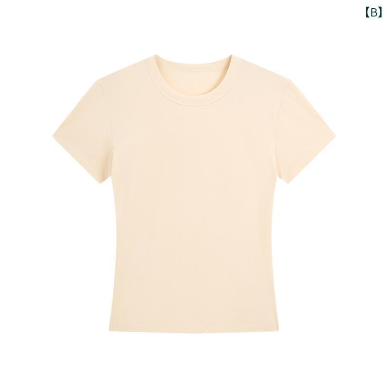 Tシャツ レディース 半袖 カットソー シンプル トップス 無地 クルーネック スリム...