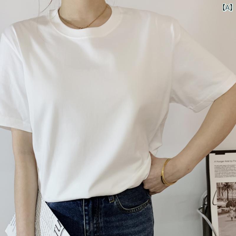 Tシャツ レディース 半袖 カットソー コットン素材 無地 クルーネック トップス シンプル インナー 着回し ベーシック 透けにくい 柔らかい 通気性 重ね着 無地Tシャツ ゆったりシルエット 快適
