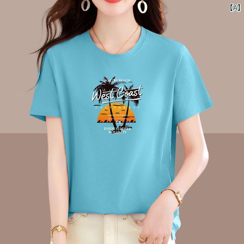 Tシャツ レディース カットソー 半袖 無地 ゆったり 体型カバー ラウンドネック トップス コットン混 クルーネック シンプル カジュアル 通勤 通学 お出かけ ベーシック 動きやすい 柔らかい 肌触り良い 夏物