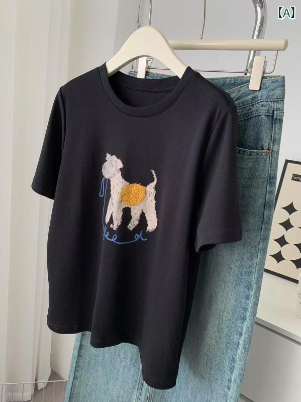 Short Sleeves - Tシャツ レディース 半袖 カットソー トップス 無地 クルーネック ゆったり オーバーサイズ 体型カバー 重ね着 インナー カジュアル シンプル 着回し力 動きやすい 通勤 通学 夏服 涼しい 柔らかい 快適トップス