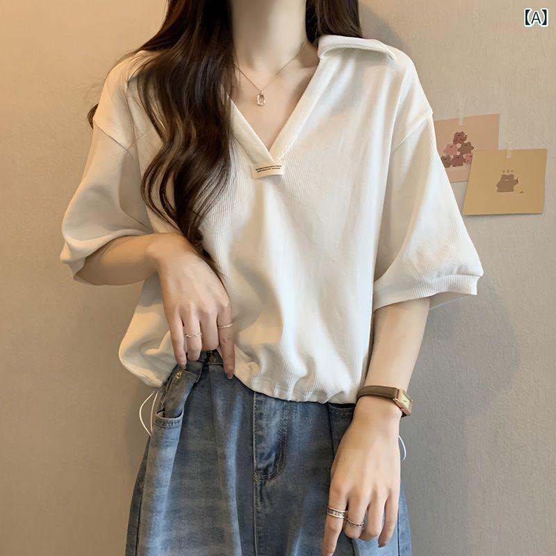 Tシャツ レディース 半袖 カットソー トップス ゆったり オーバーサイズ 体型カバー 無地 シンプル インナー 大きいサイズ 通気性 吸汗性 柔らかい 涼しい カジュアル デイリー 夏服 着回しやすい