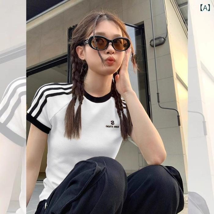 Tシャツ レディース 半袖 カットソー バイカラー プリント トップス カジュアル おしゃれ 着回し 重ね着風 ラウンドネック ストレッチ性あり 動きやすい サマーウェア デイリー 通学 通勤 通気性 柔らかい 涼しい