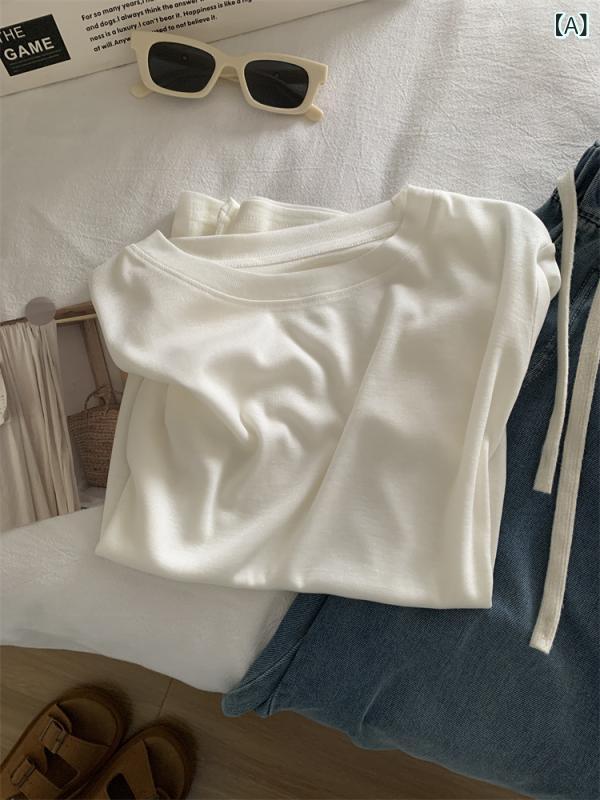 Underwear, Sleepwear - Tシャツ レディース 半袖 カットソー コットン素材 クルーネック トップス シンプル 無地 インナー 春夏 薄手 ゆったり 体型カバー 通気性 吸水性 着回し お出かけ 普段着 合わせやすい