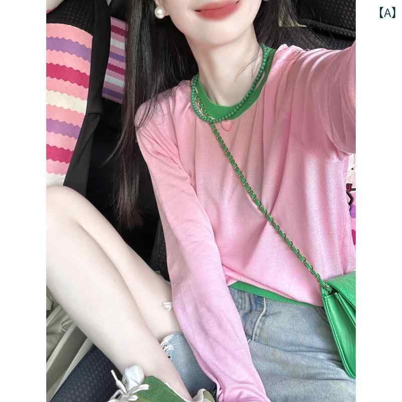 Tシャツ レディース 長袖 クルーネック カットソー トップス コットン混素材 やわ...