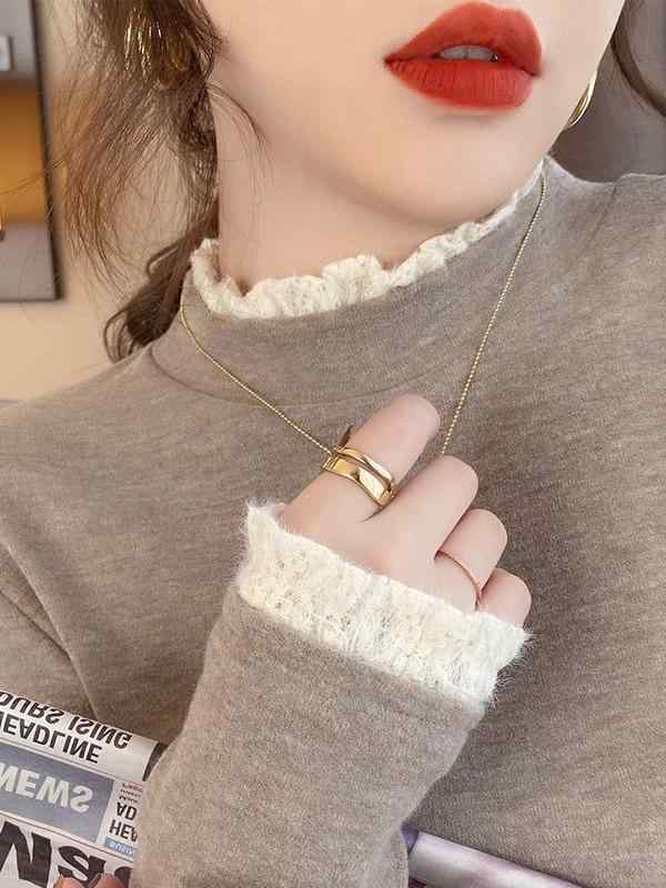 Other - 長袖Tシャツ レディース インナー ハイネック 徳絨素材 裏起毛 保温 防寒 トップス カットソー ストレッチ フィット感 スリムシルエット 暖かい 秋冬 春先 重ね着 シンプル 無地 カジュアル 伸縮性 軽量