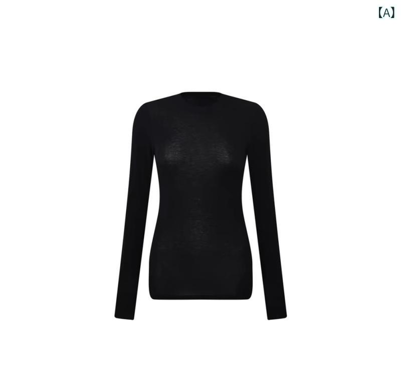 長袖Tシャツ レディース インナー カットソー ウール混 ニットトップス クルーネッ...