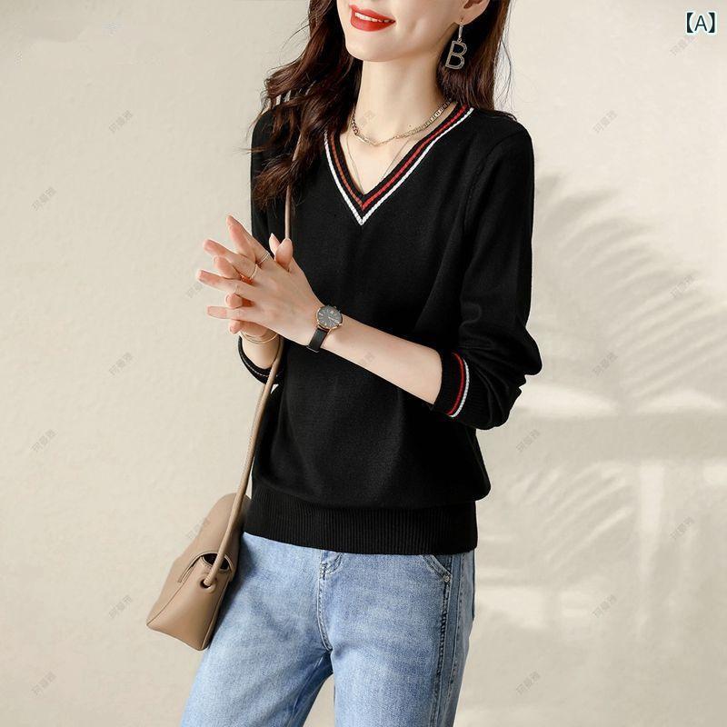 长内衣裤 - ニット レディース 長袖 トップス セーター カットソー 無地 秋服 春服 クルーネック 柔らかい素材 ストレッチ性 伸縮性 重ね着 インナー 通学 通勤 体型カバー 軽量 使いやすい 大人 おしゃれ