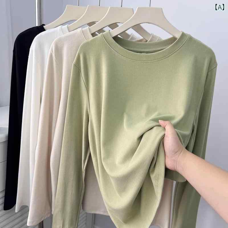 長袖Tシャツ レディース インナー カットソー 裏起毛 厚手 無地 クルーネック あっ...