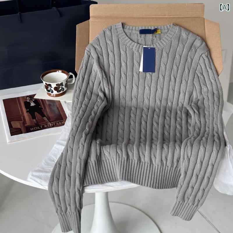 Other - ニット レディース セーター ケーブル編み クルーネック 長袖 コットン混 刺繍入り プルオーバー 体型カバー ゆったり 柔らかい 着回し デイリー 暖か ざっくり 厚手 無地 シンプル カジュアル