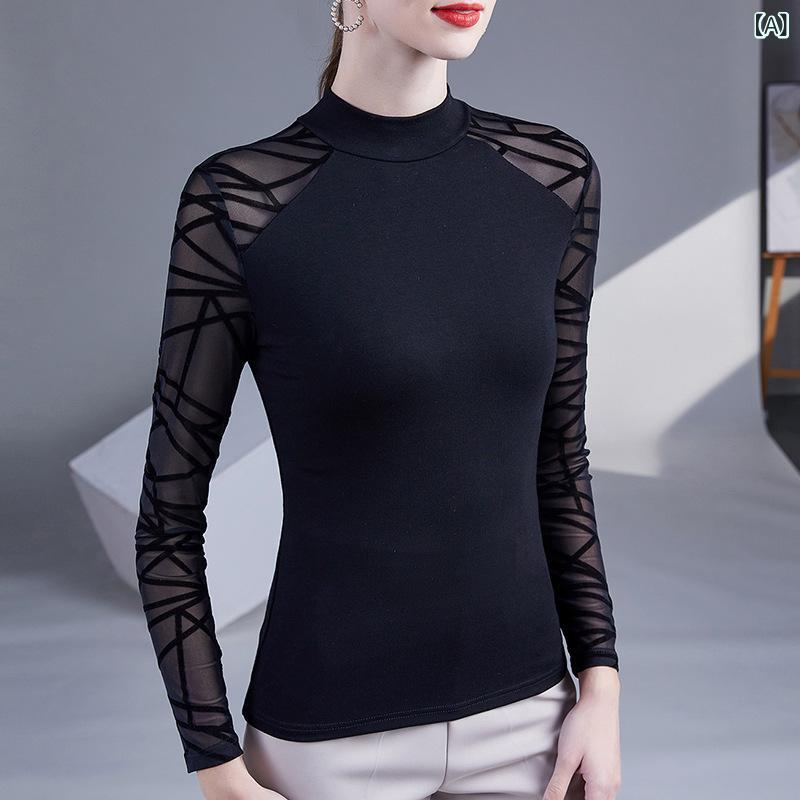 Tシャツ レディース 長袖 カットソー ハイネック インナー トップス 秋服 春服 タ...
