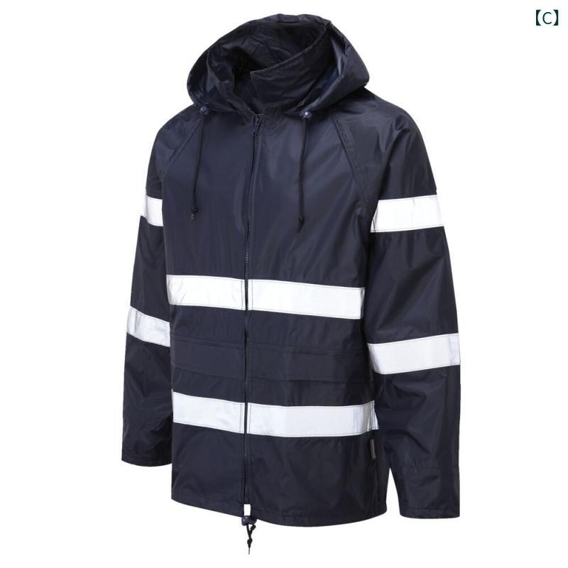 防寒着 メンズ レインウェア 作業服 上下セット 防水 防風 反光素材 反射材付き 雨...