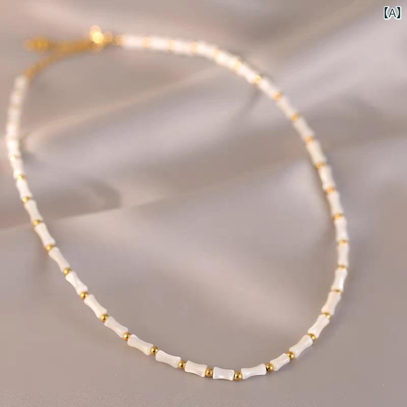 樂天商城 - ネックレス レディース ゴールド 竹モチーフ シンプル 上品 短め チェーン 鎖骨ネックレス 金属アレルギー対応 サージカルステンレス素材 華奢 首元アクセ 普段使い 通勤通学 ギフト 贈り物にも最適 付けっぱなし おしゃれ 輝き