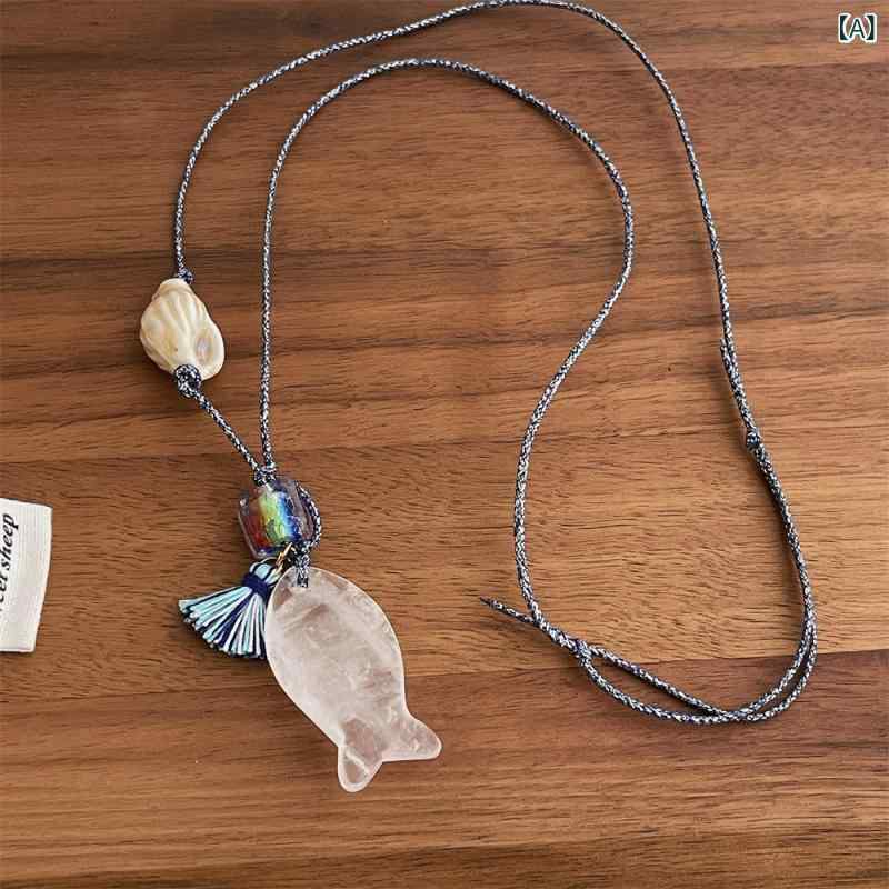 Necklaces, Braclets - ネックレス レディース チョーカー 魚モチーフ 海螺チャーム ペンダント シルバーカラー ジュエリー 重ね付け 華奢 アクセサリー おしゃれ 鎖骨チェーン 首飾り 大人 カジュアル シンプル プレゼント ギフト