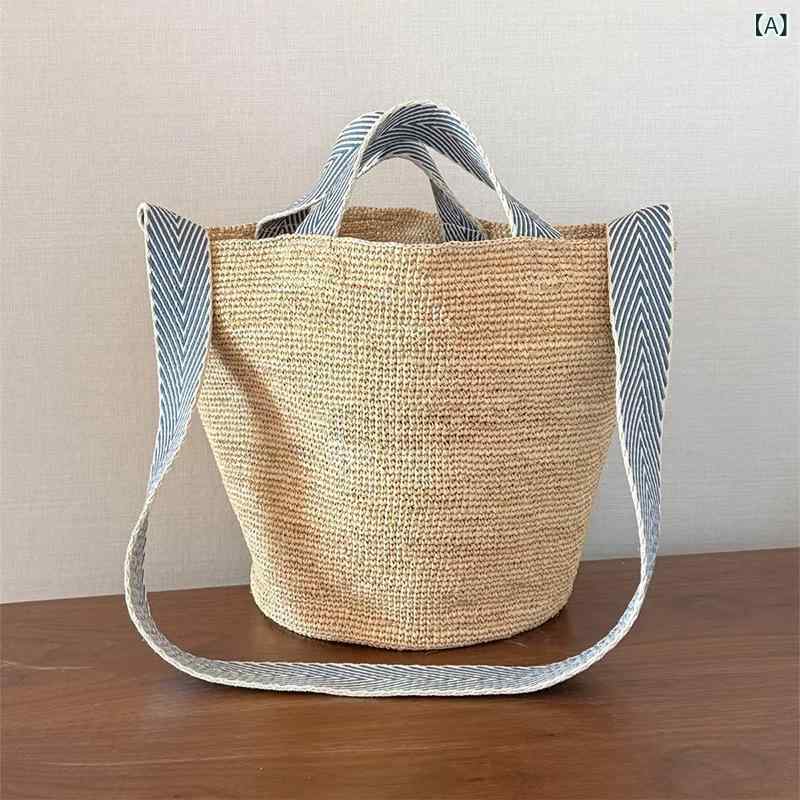 かごバッグ レディース ストローバッグ ショルダーバッグ 軽量 手提げ 編み込み 巾着式 大容量 草編み バケツ型 浴衣 着物用 サマーバッグ ビーチバッグ 持ち運び便利 肩掛け 斜め掛け おしゃれ 軽い