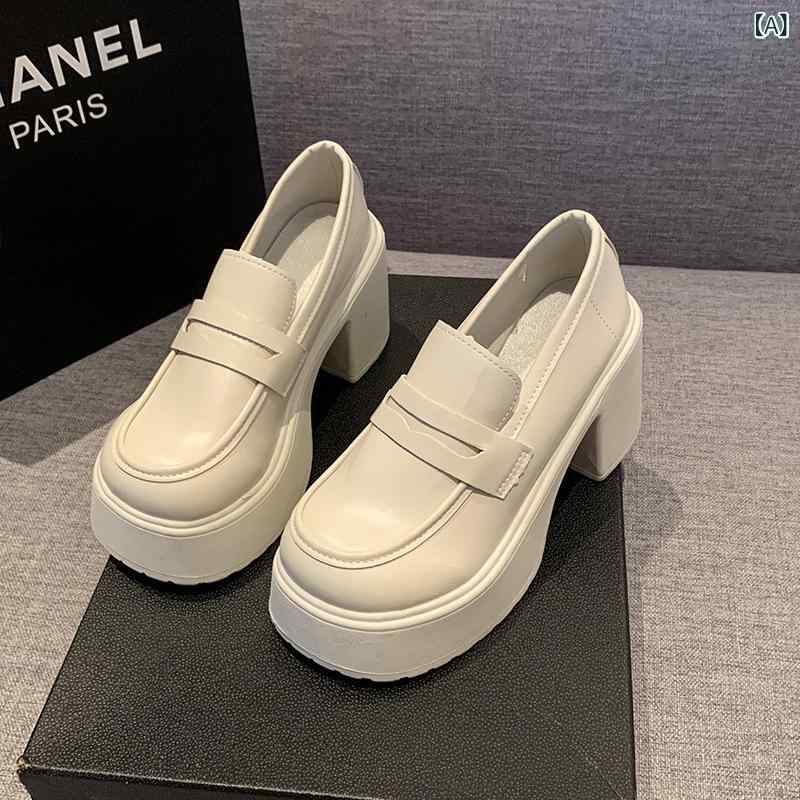 パンプス レディース 厚底 チャンキーヒール ローファー レトロ 防水台 スタイルアップ 疲れにくい 歩きやすい 美脚 おしゃれ クラシック 通勤 通学 カジュアル 安定感 履きやすい 快適歩行をサポートする設計