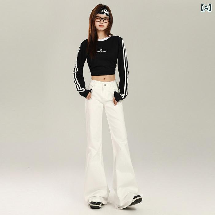 乐天商城 - デニムパンツ レディース ブーツカット ジーンズ ロング丈 フレアパンツ ハイウエスト ストレッチ素材 美脚効果 ジーパン 脚長効果 着回し カジュアル ボトムス オールシーズン お出かけ 通勤 通学